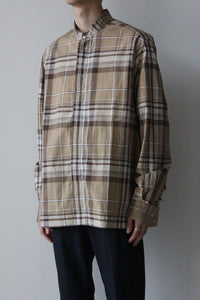 L/S MADRAS CHECK STAND COLLAR SHIRT / BEIGE BROWN [40%OFF]