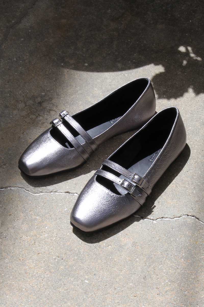 PRIMA LEATHER BALLET SHOES / SILVER
