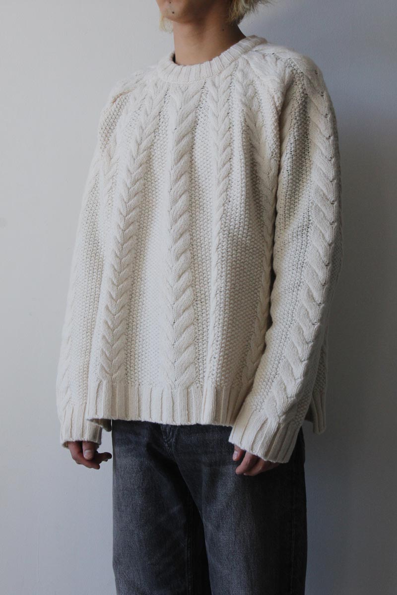 CABLE SWEATER / BONE WHITE WOOL [60% OFF]