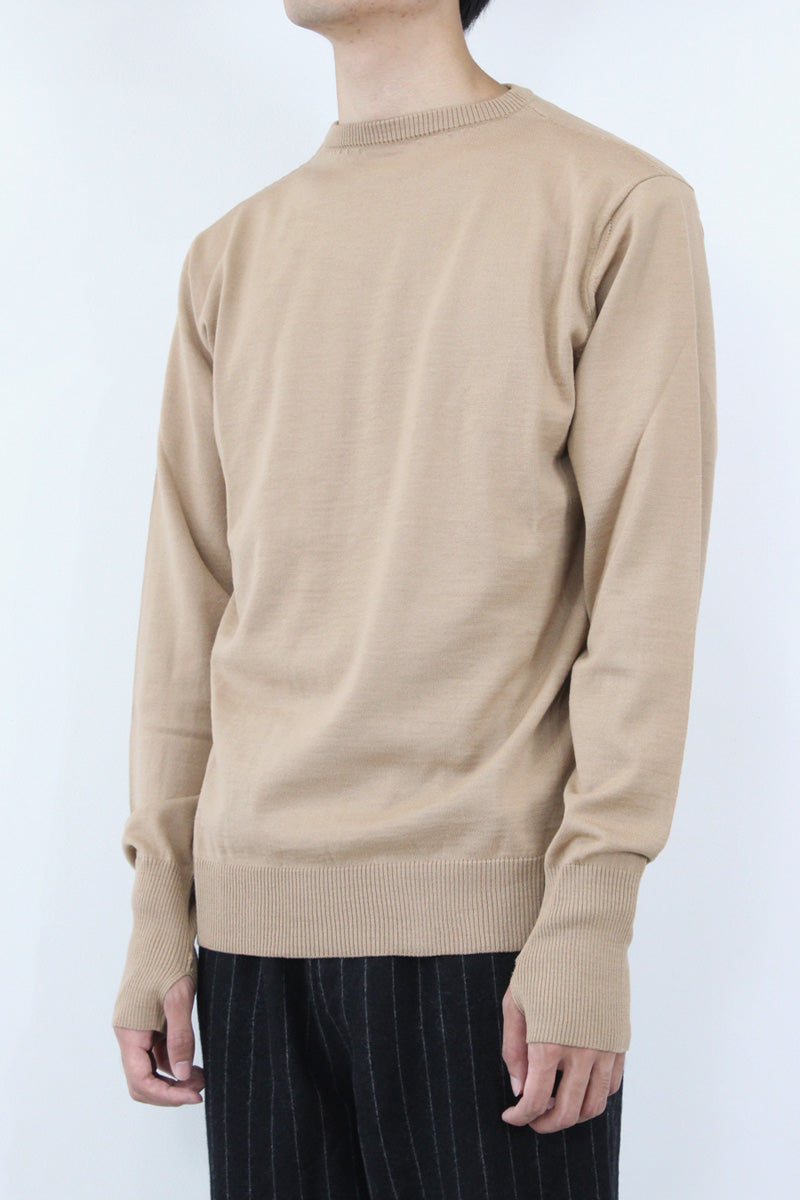 FINE GAUGE MERINO WOOL CREW NECK SWEATER / CAMEL [40%OFF]