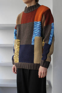 BLUTO CHUNKY PATCHWORK KNIT JUMPER / MULTI [30%OFF]