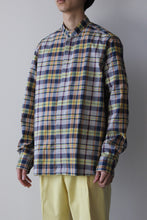 Load image into Gallery viewer, L/S MADRAS CHECK STAND COLLAR SHIRT / NAVY YELLOW [40%OFF]