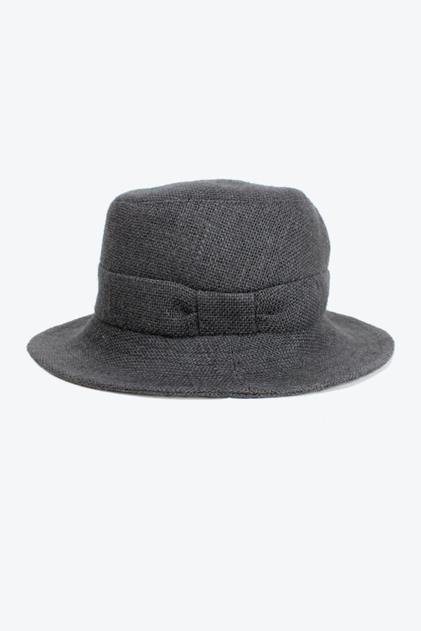 JUTE MID BRIM HAT WITH RIBBON DETAIL / BLACK [50%OFF]