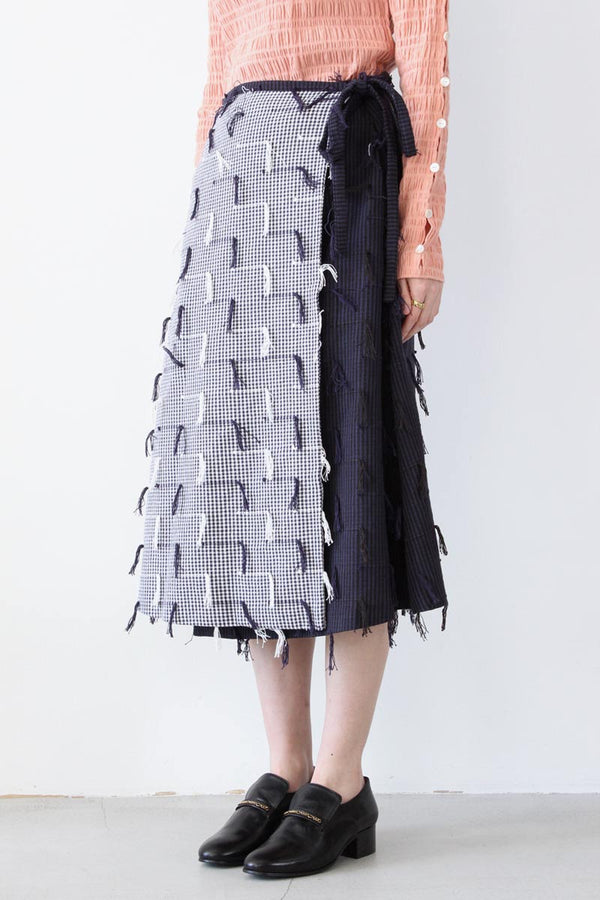 JETTY WRAP SKIRT / TWO TONE FRINGE [90%OFF]
