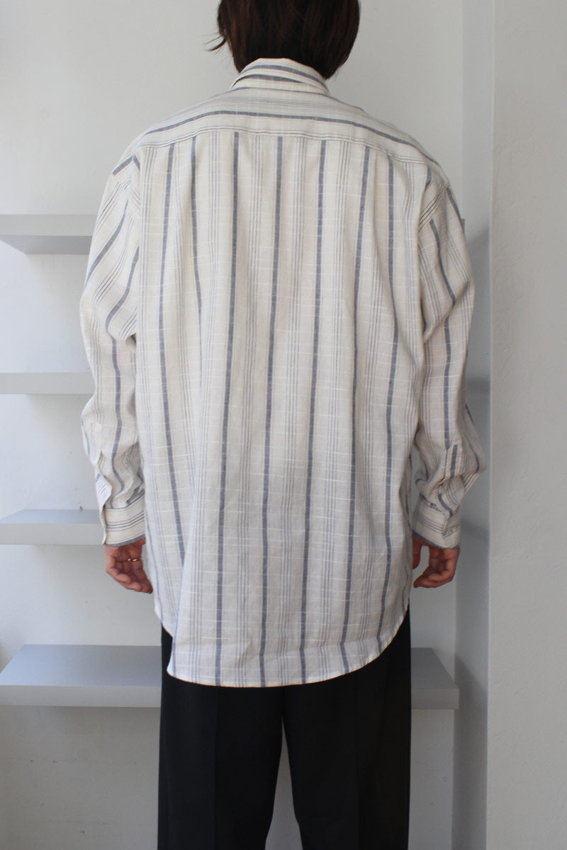 STRIPED CHECKERED SHIRT / INDIGO [50%OFF]