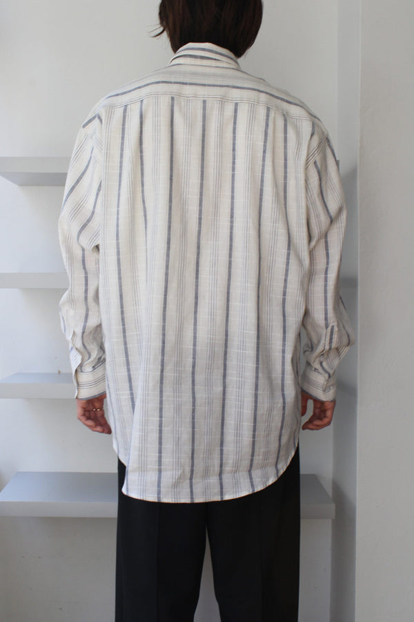STRIPED CHECKERED SHIRT / INDIGO [50%OFF]