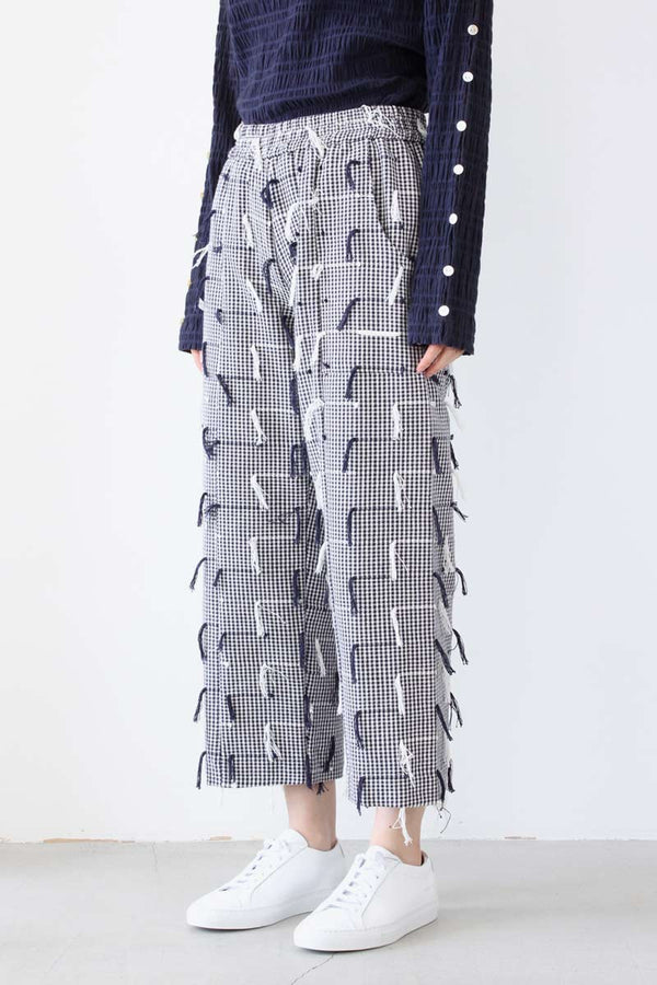 PATCH PANTS / IVORY NAVY FRINGE [90%OFF]