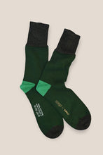 Load image into Gallery viewer, BLOCK SOLID TIP COTTON SOCKS / GREEN-GREY [30%OFF]