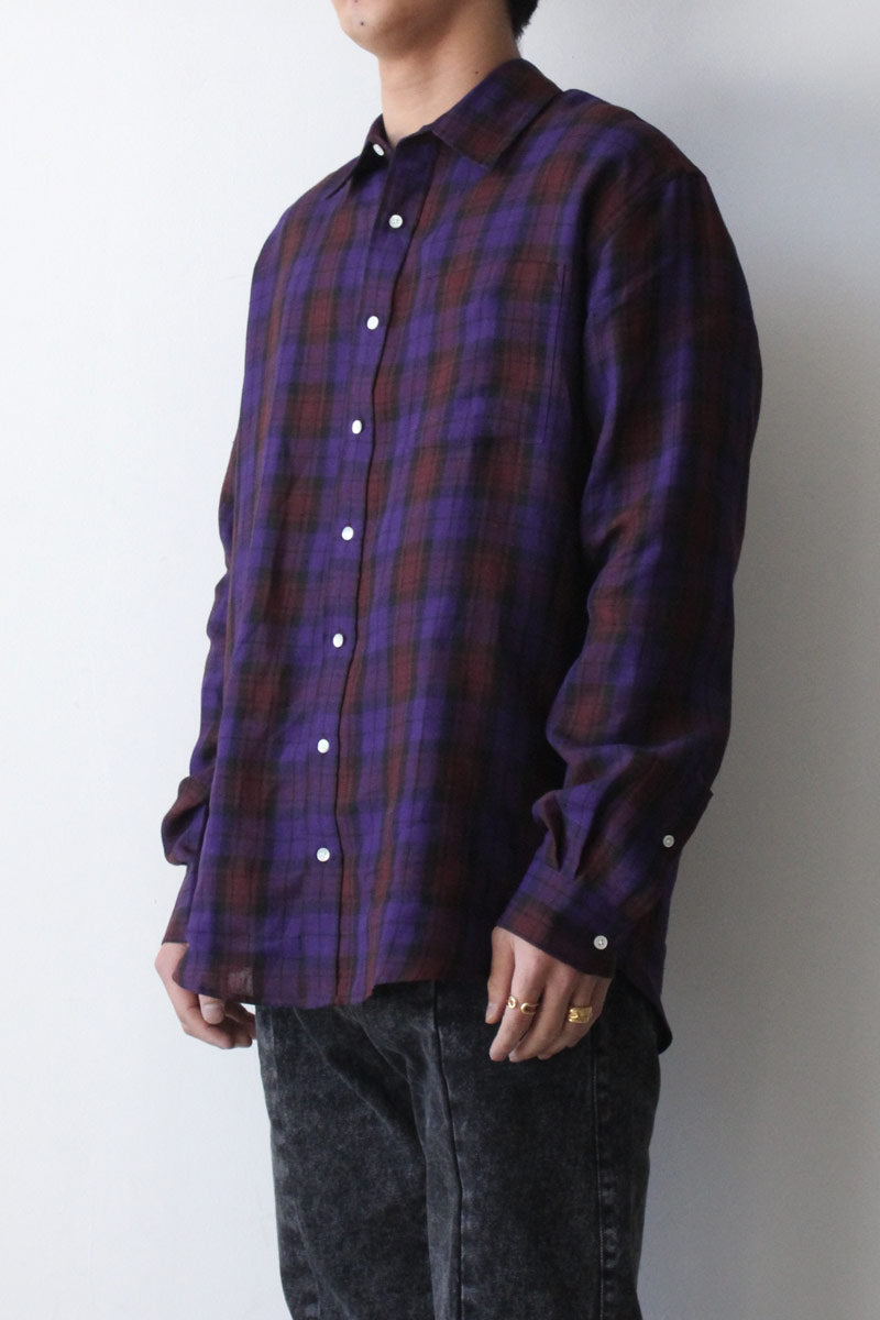 SHIRT NON-BINARY LINEN / PURPLE CHECK [70%OFF]