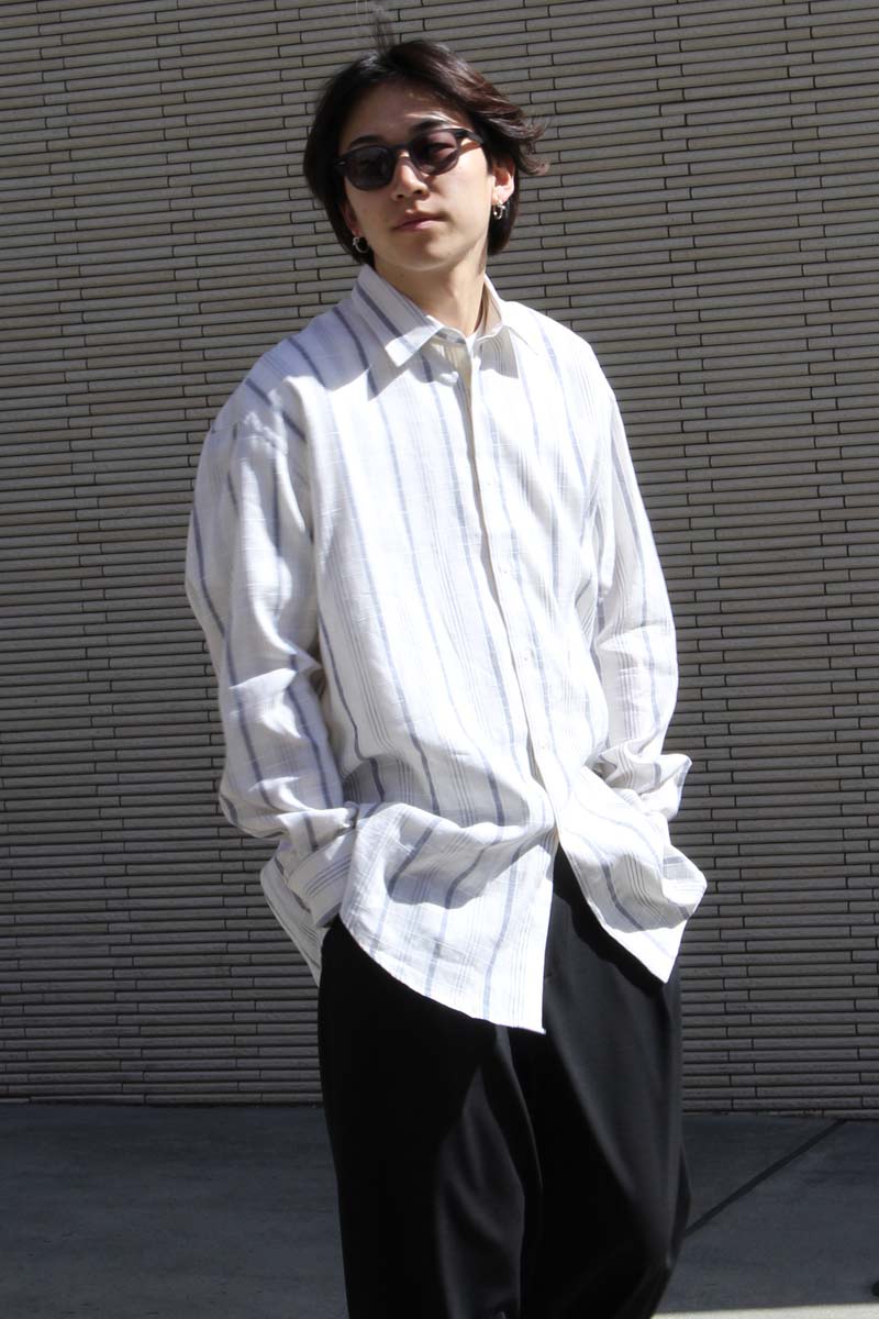 STRIPED CHECKERED SHIRT / INDIGO [50%OFF]