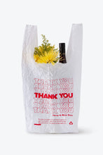 Load image into Gallery viewer, THANK YOU THANK YOU TOTE / RED THREAD ON WHITE TAFFETA