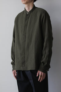 L/S STAND COLLAR SHIRT GVBC / OLIVE SOLID TRIPLE YARN [50%OFF]