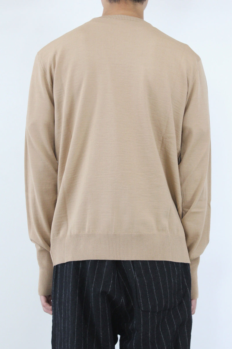 FINE GAUGE MERINO WOOL CREW NECK SWEATER / CAMEL [40%OFF]