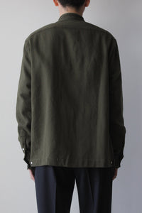 L/S STAND COLLAR SHIRT GVBC / OLIVE SOLID TRIPLE YARN [50%OFF]
