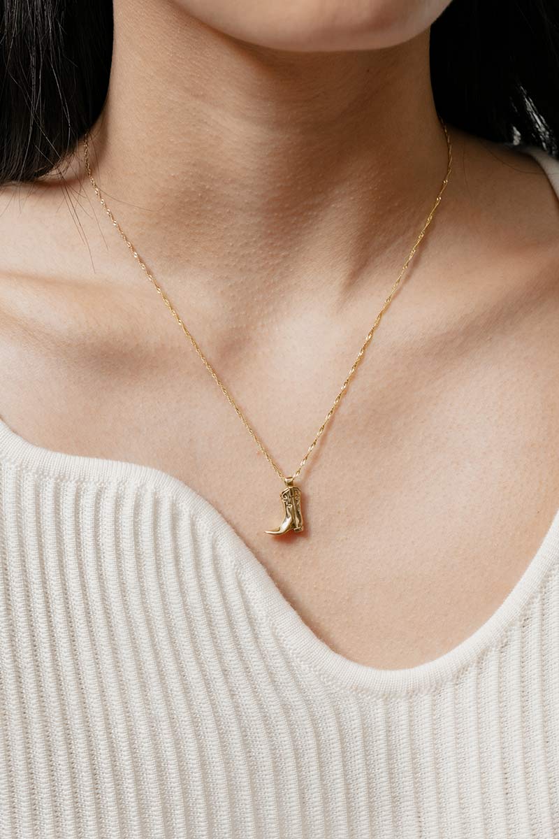 COWBOY BOOT NECKLACE / 14K GOLD PLATED BRONZE [30%OFF]