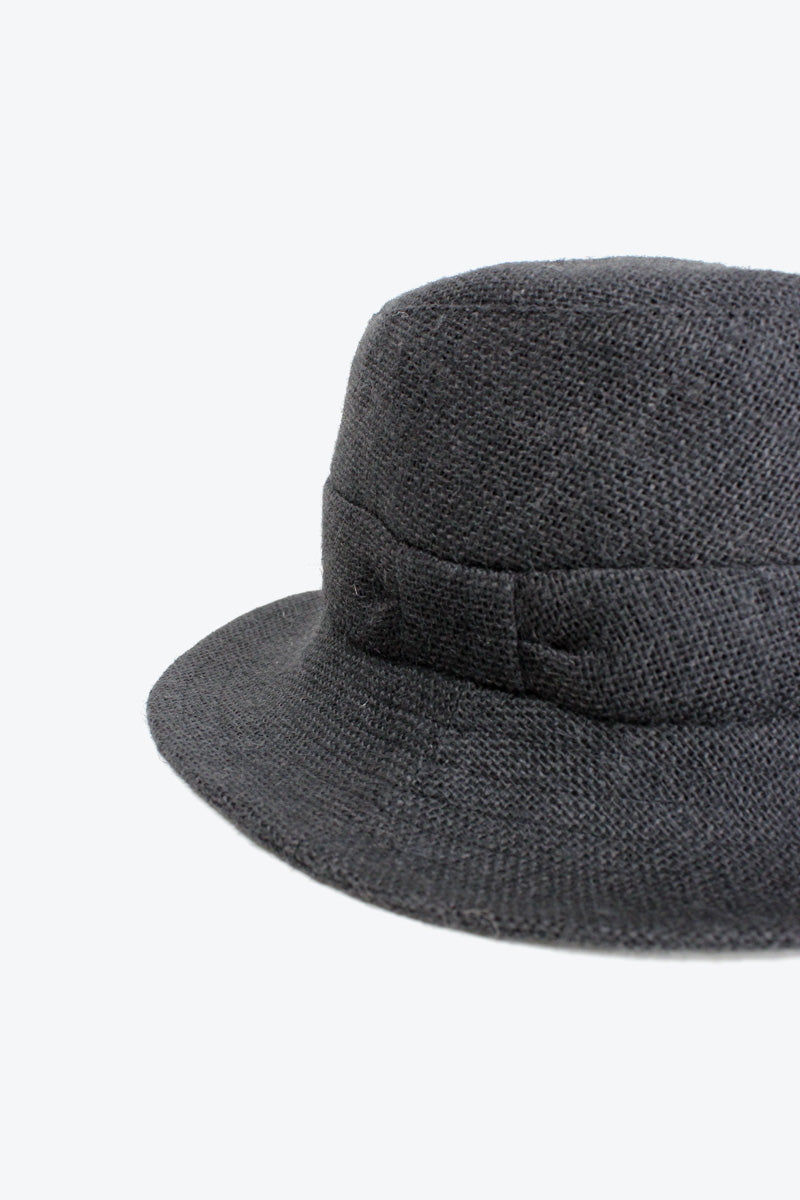 JUTE MID BRIM HAT WITH RIBBON DETAIL / BLACK [50%OFF]