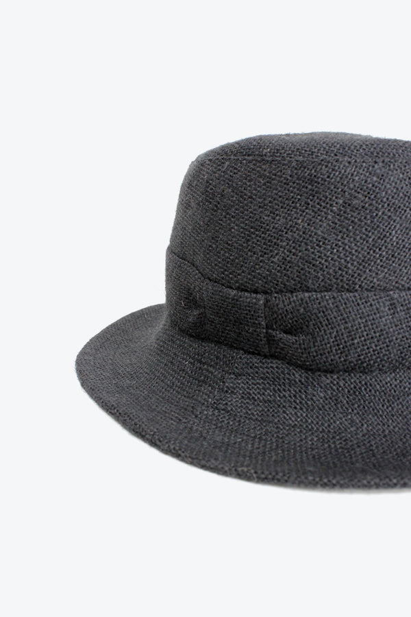 JUTE MID BRIM HAT WITH RIBBON DETAIL / BLACK [50%OFF]
