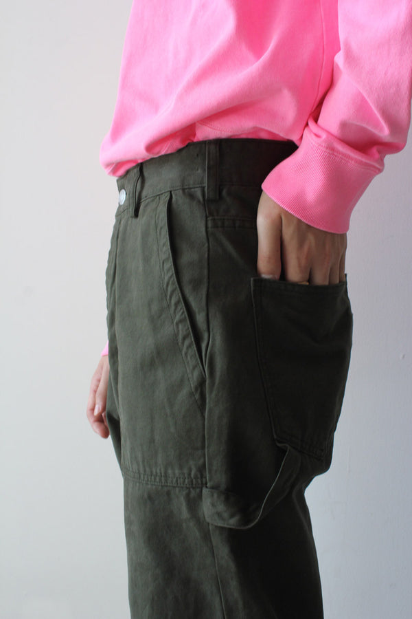 TROUSERS WORKWEAR STONE WASHED / DARK GREEN [60%OFF]