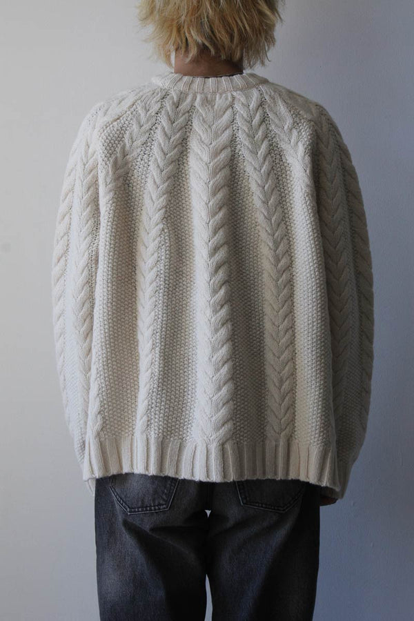 CABLE SWEATER / BONE WHITE WOOL [60%OFF]
