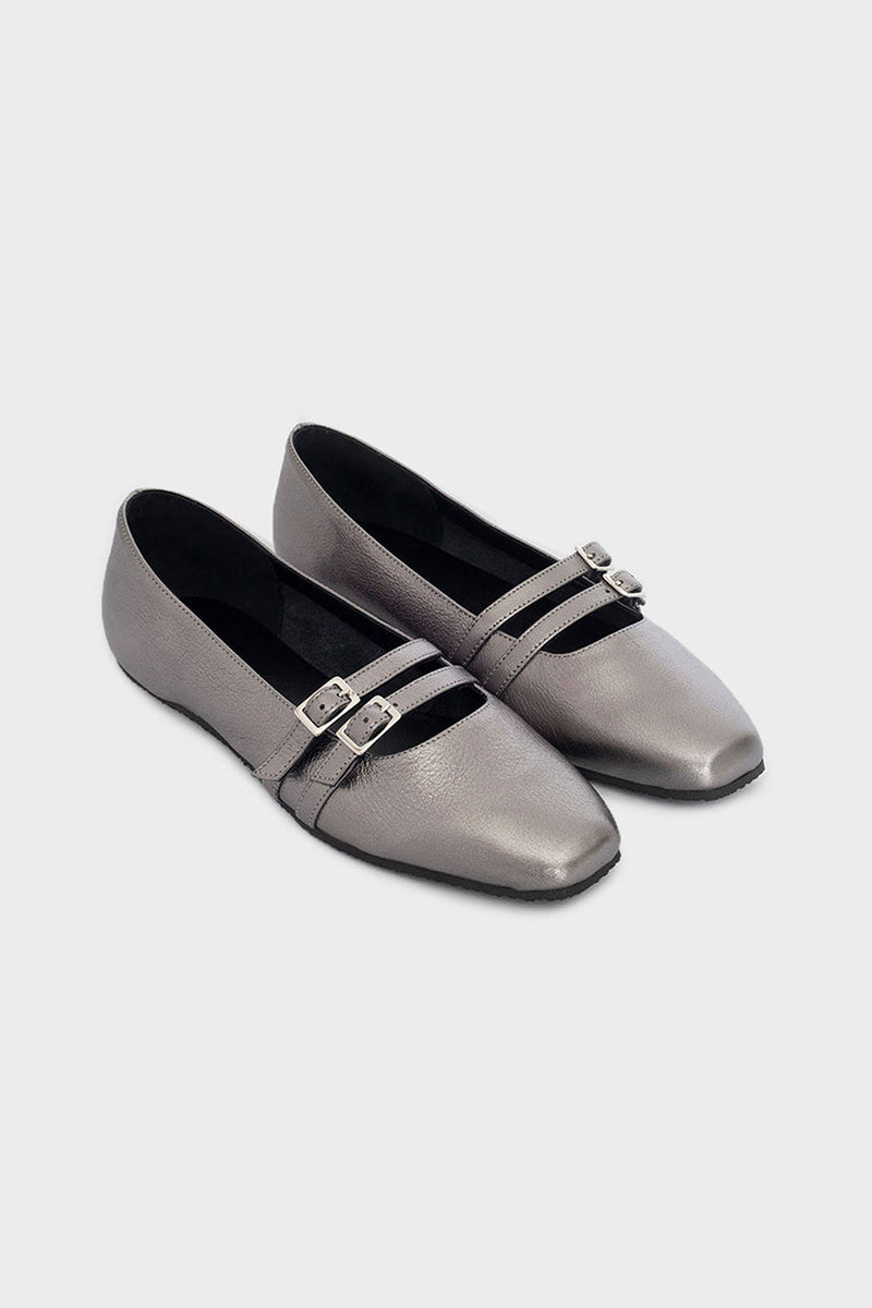 PALOMA WOOL | PRIMA LEATHER BALLET SHOES / SILVER レザーバレエシューズ – STOCK