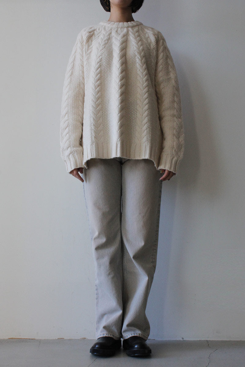 CABLE SWEATER / BONE WHITE WOOL [60%OFF]