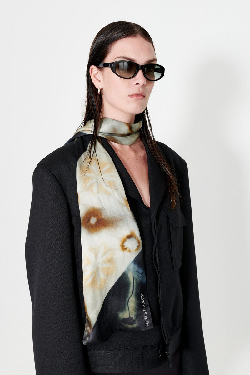 OUR LAGACY | LONG SILK SCARF GUST FLOWER PRINT ロングシルク 