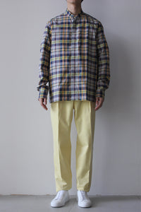 L/S MADRAS CHECK STAND COLLAR SHIRT / NAVY YELLOW [50%OFF]