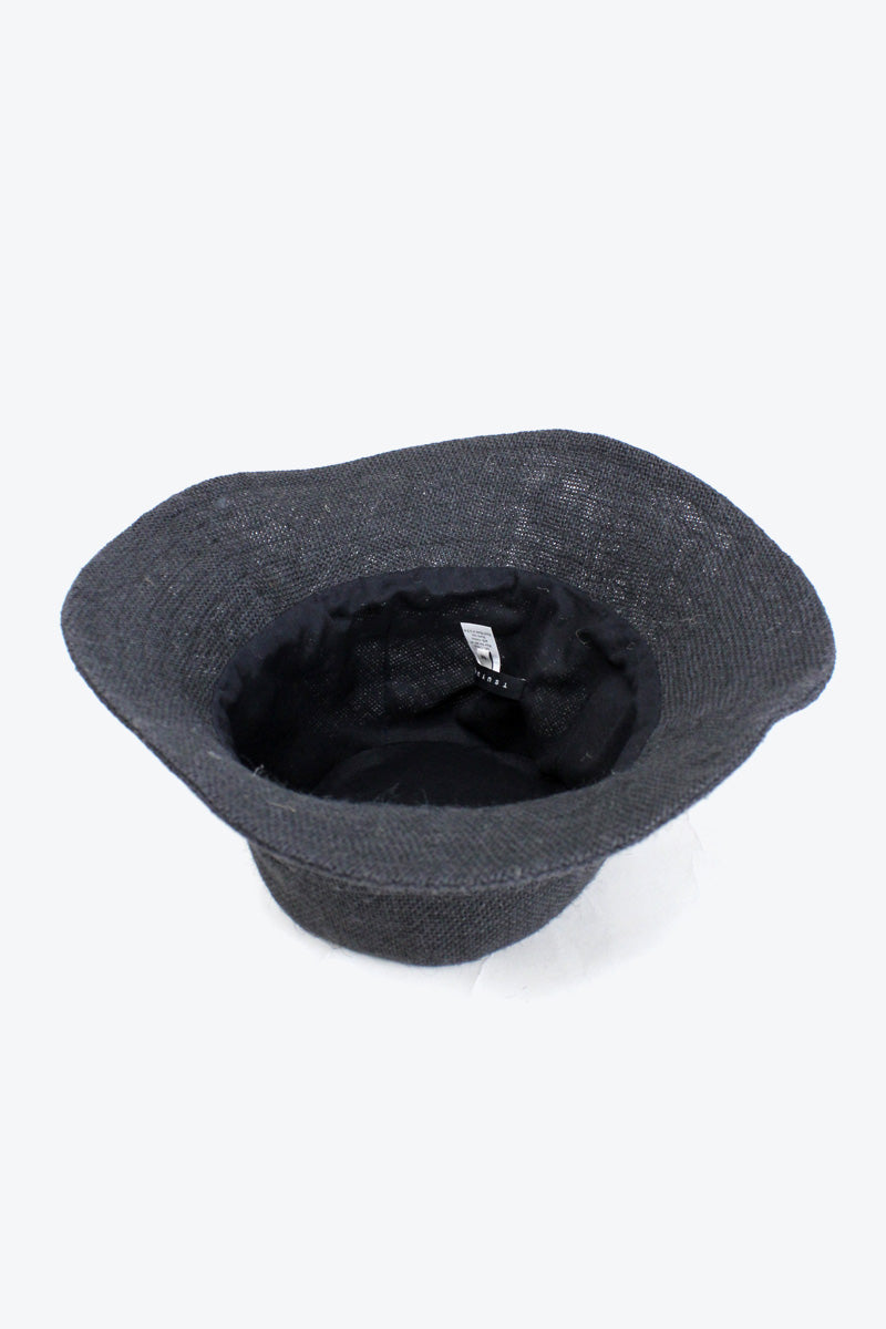 JUTE MID BRIM HAT WITH RIBBON DETAIL / BLACK [50%OFF]