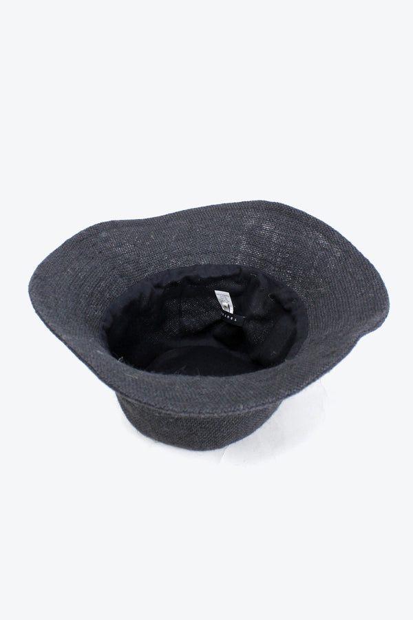 JUTE MID BRIM HAT WITH RIBBON DETAIL / BLACK [50%OFF]