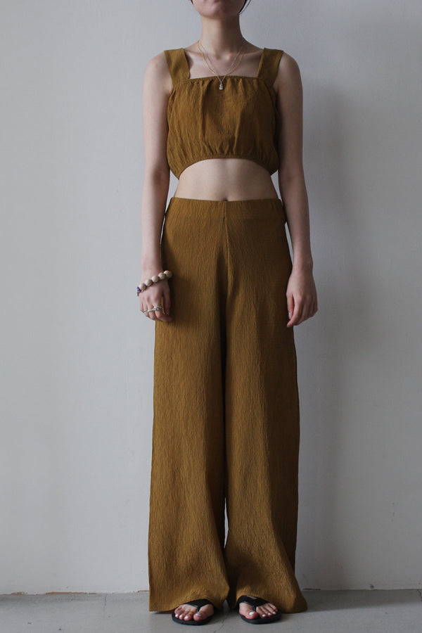 RAFAELA SILK PLEATED TOP / MUSTARD [70%OFF]