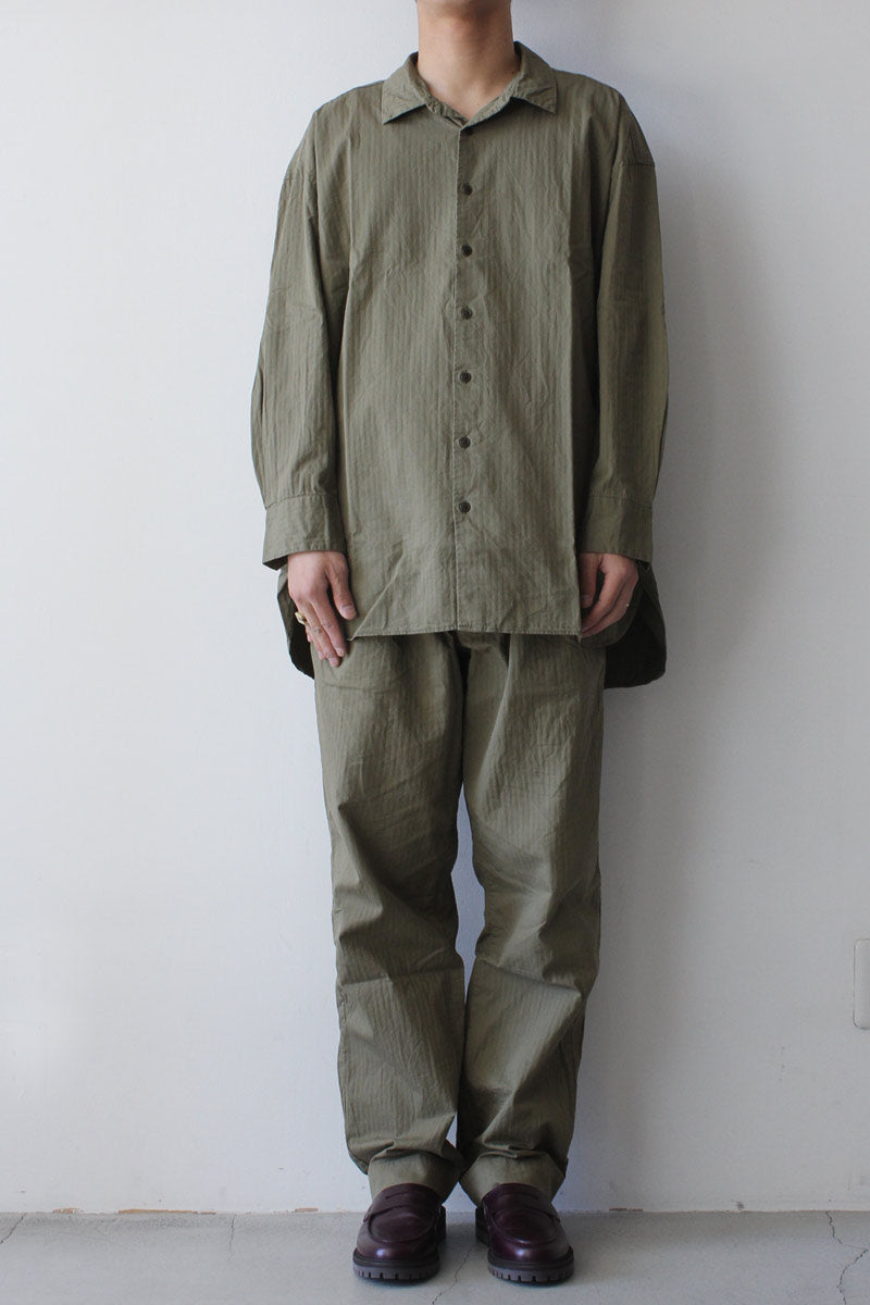 CASEY CASEY | HAMNET SHIRT -WAXY / KHAKI ワックスコットンシャツ