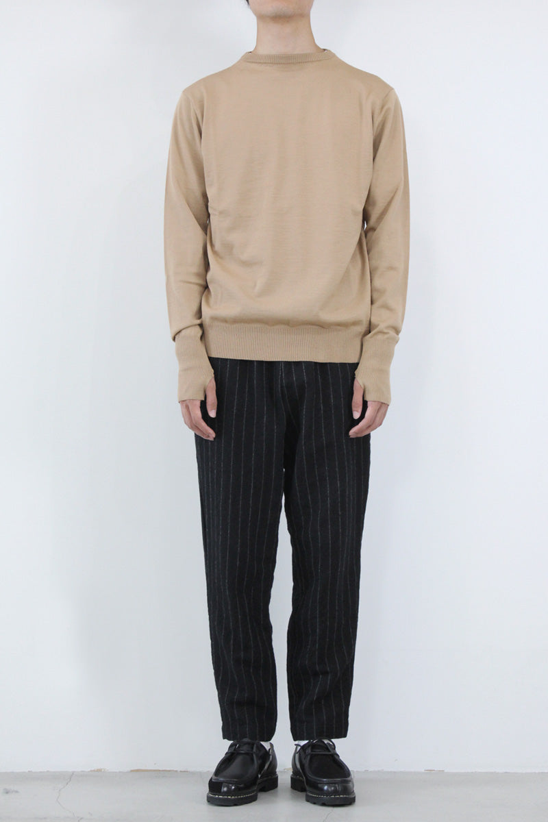 FINE GAUGE MERINO WOOL CREW NECK SWEATER / CAMEL [40%OFF]