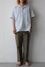 Load image into Gallery viewer, BLUE TENCEL LINEN WOVEN STRIPE S/S SHIRT / SAX BLUE [40%OFF]