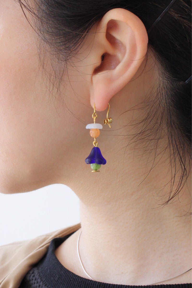 BOUCLE D'OREILLES EARRINGS / ORANGE/BLUE/GREEN 
