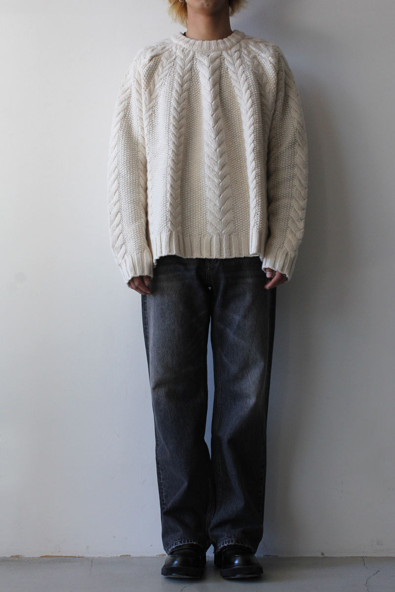 CABLE SWEATER / BONE WHITE WOOL [60% OFF]