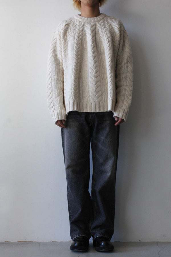 CABLE SWEATER / BONE WHITE WOOL [60%OFF]