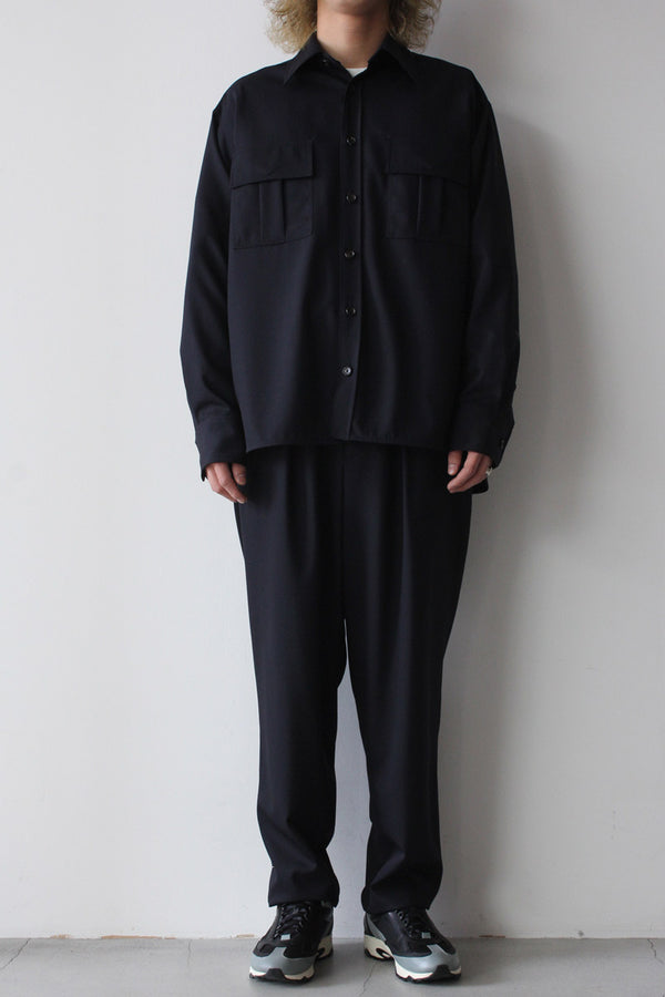 STOCK NEW CLASSIC SHIRT TROPICAL WOOL GABARDINE / DARK SAPPHIRE