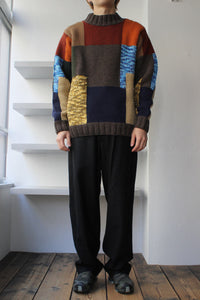 BLUTO CHUNKY PATCHWORK KNIT JUMPER / MULTI [30%OFF]