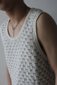 TANK SQUARE KNIT / BEIGE / WHITE
