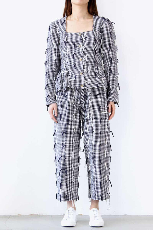 PATCH PANTS / IVORY NAVY FRINGE [90%OFF]