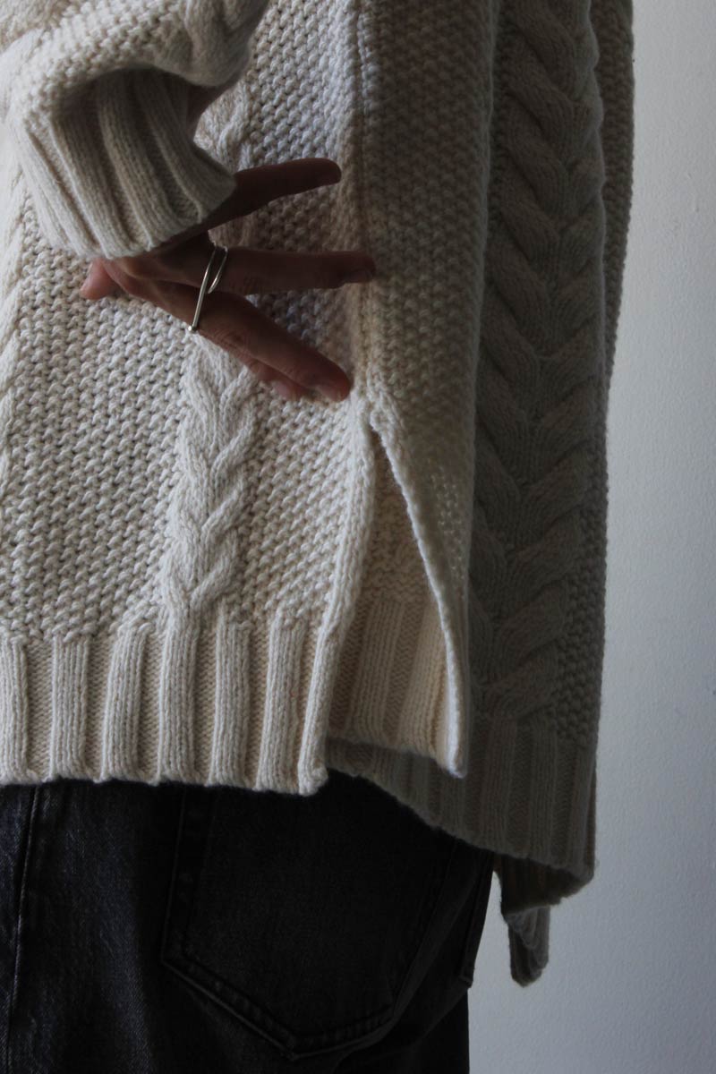 CABLE SWEATER / BONE WHITE WOOL [60% OFF]