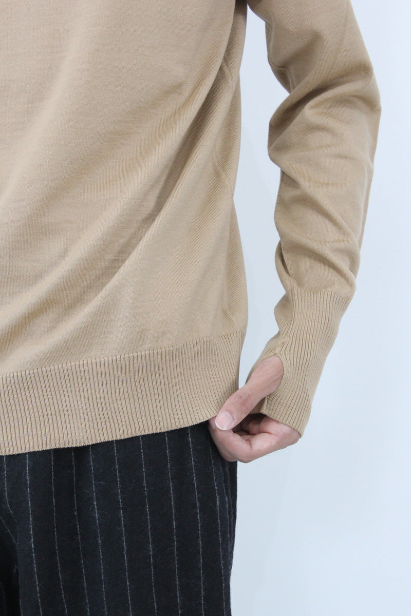 FINE GAUGE MERINO WOOL CREW NECK SWEATER / CAMEL [40%OFF]