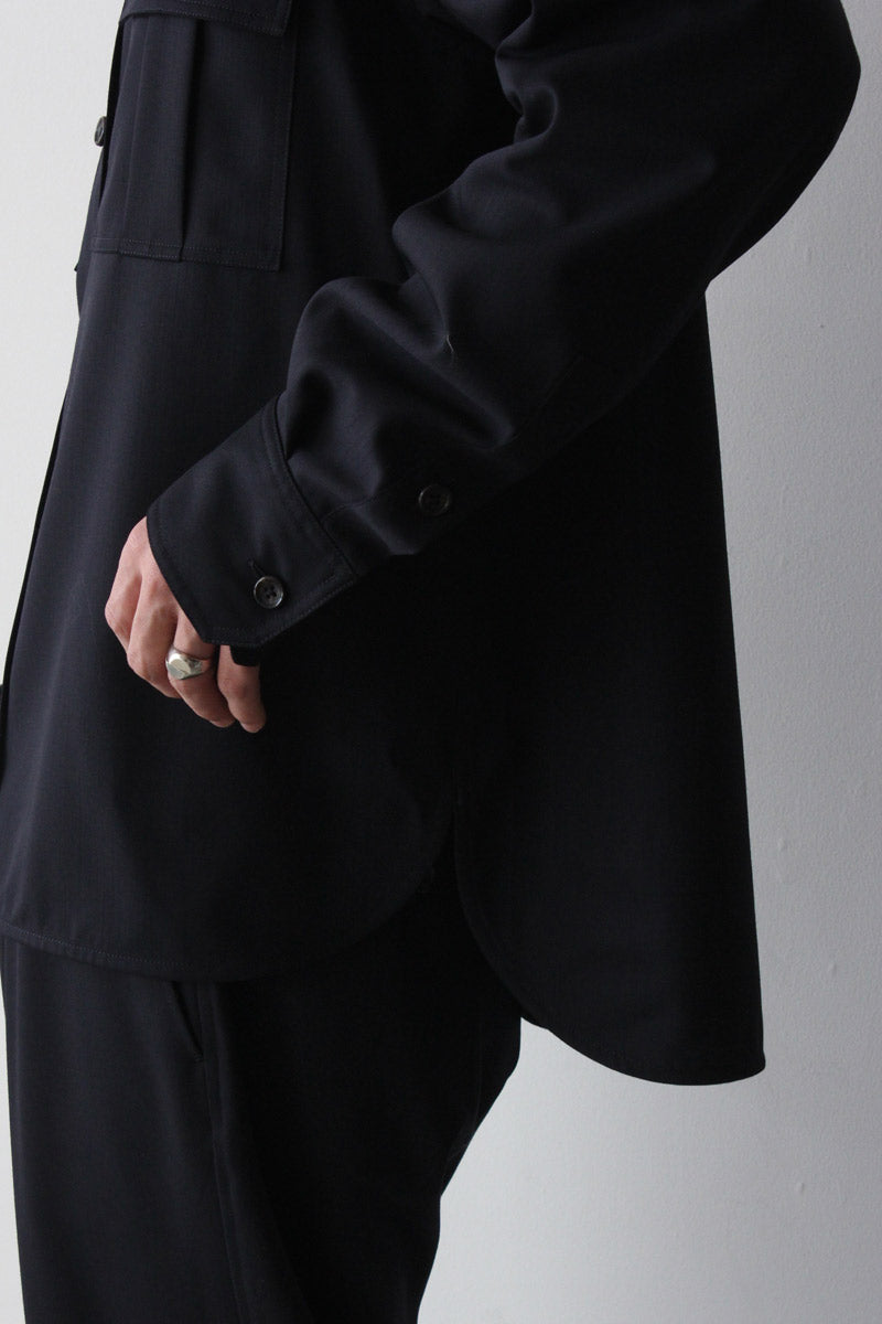 STOCK NEW CLASSIC SHIRT TROPICAL WOOL GABARDINE / DARK SAPPHIRE
