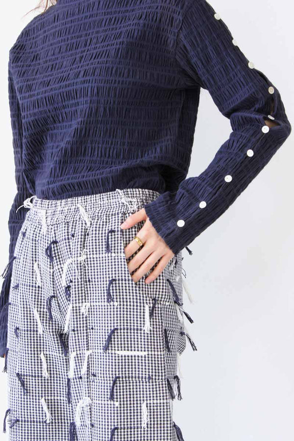 PATCH PANTS / IVORY NAVY FRINGE [90%OFF]