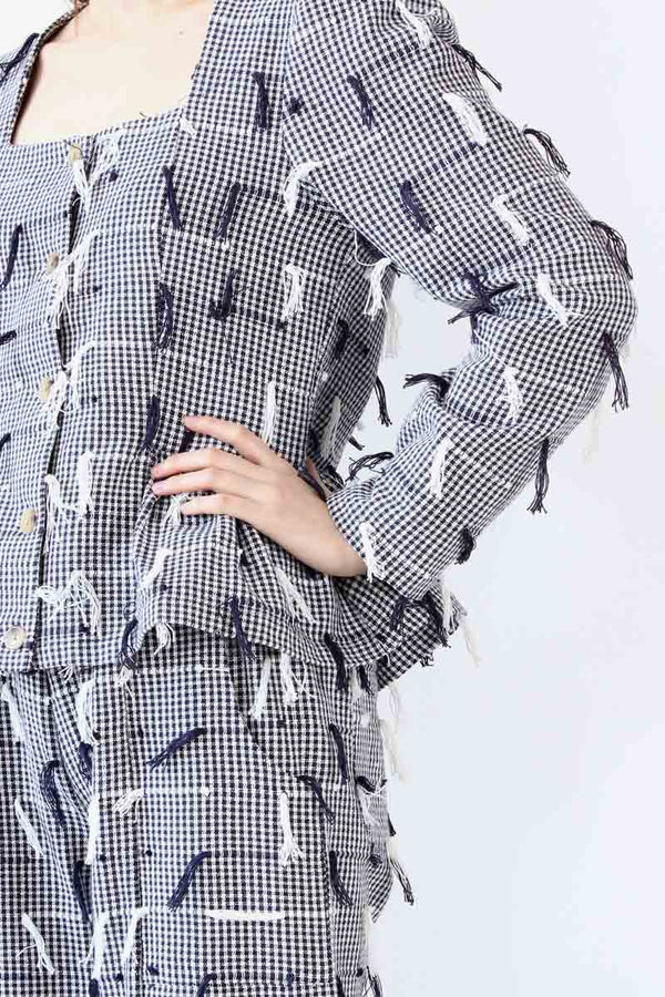 TEO TOP / IVORY NAVY FRINGE [90%OFF]