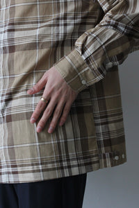 L/S MADRAS CHECK STAND COLLAR SHIRT / BEIGE BROWN [40%OFF]