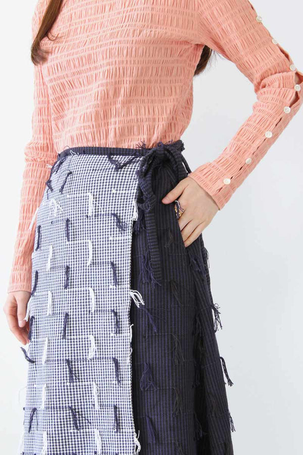 JETTY WRAP SKIRT / TWO TONE FRINGE [90%OFF]