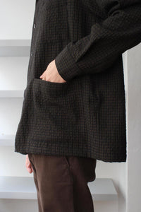 OVERSHIRT BOXY TEXTURED WOOL CHECK / BLACK AND YELLOW [30%OFF]