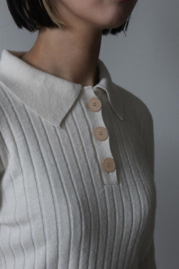 LILY - KNITTED POLO / BEIGE [70%OFF]