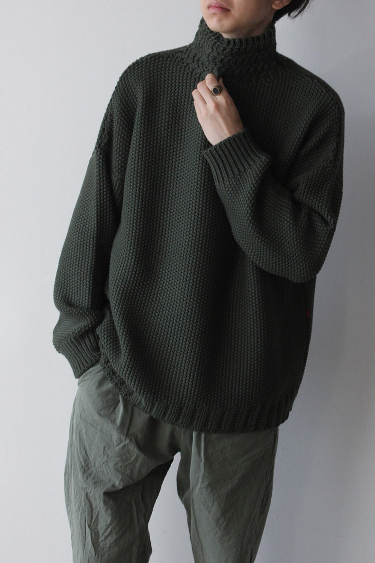 HIGH NECK JUMPER WOOLY / KHAKI [30%OFF]